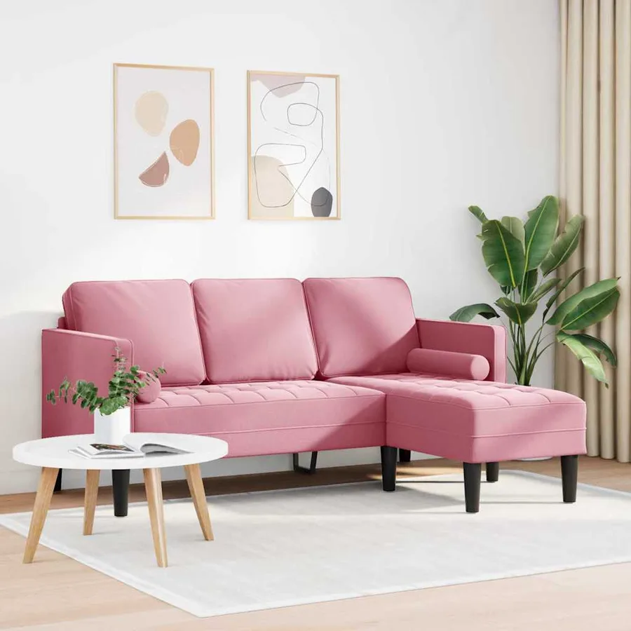 Ensemble de Canapés avec coussin Rose Polyester - 3