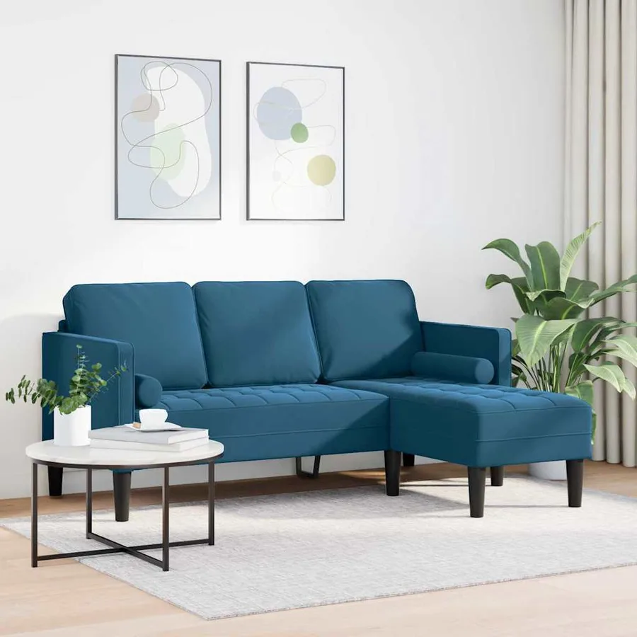 Ensemble de Canapés avec coussin Bleu Polyester - 3