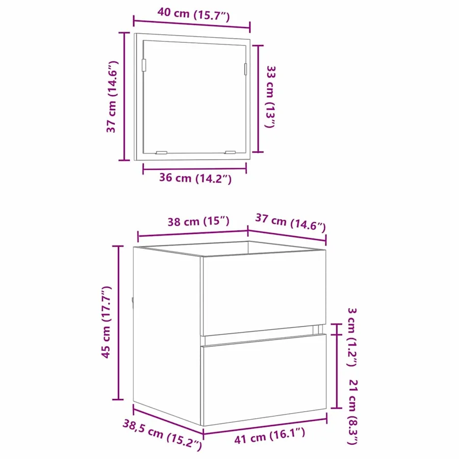 Cabinet de salle de bain Chêne noir 41 x 38,5 x 45 cm - 16