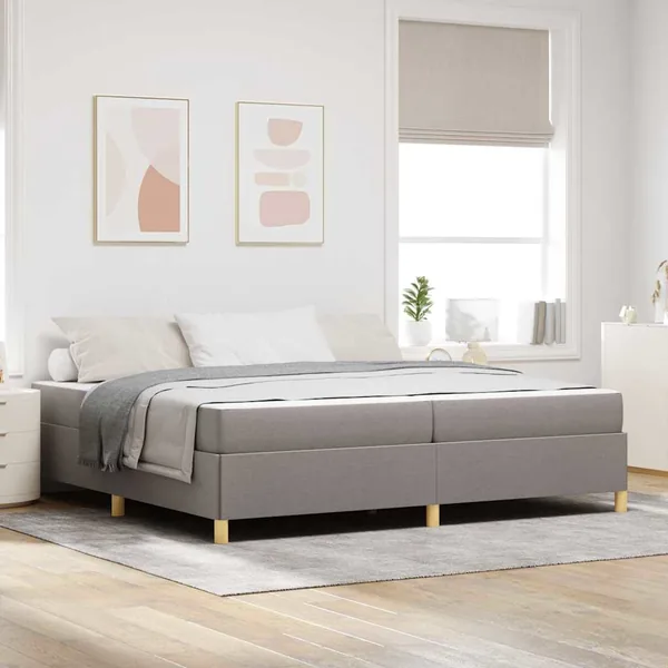 Cadre de lit avec matelas Taupe 200 x 200 cm tissu