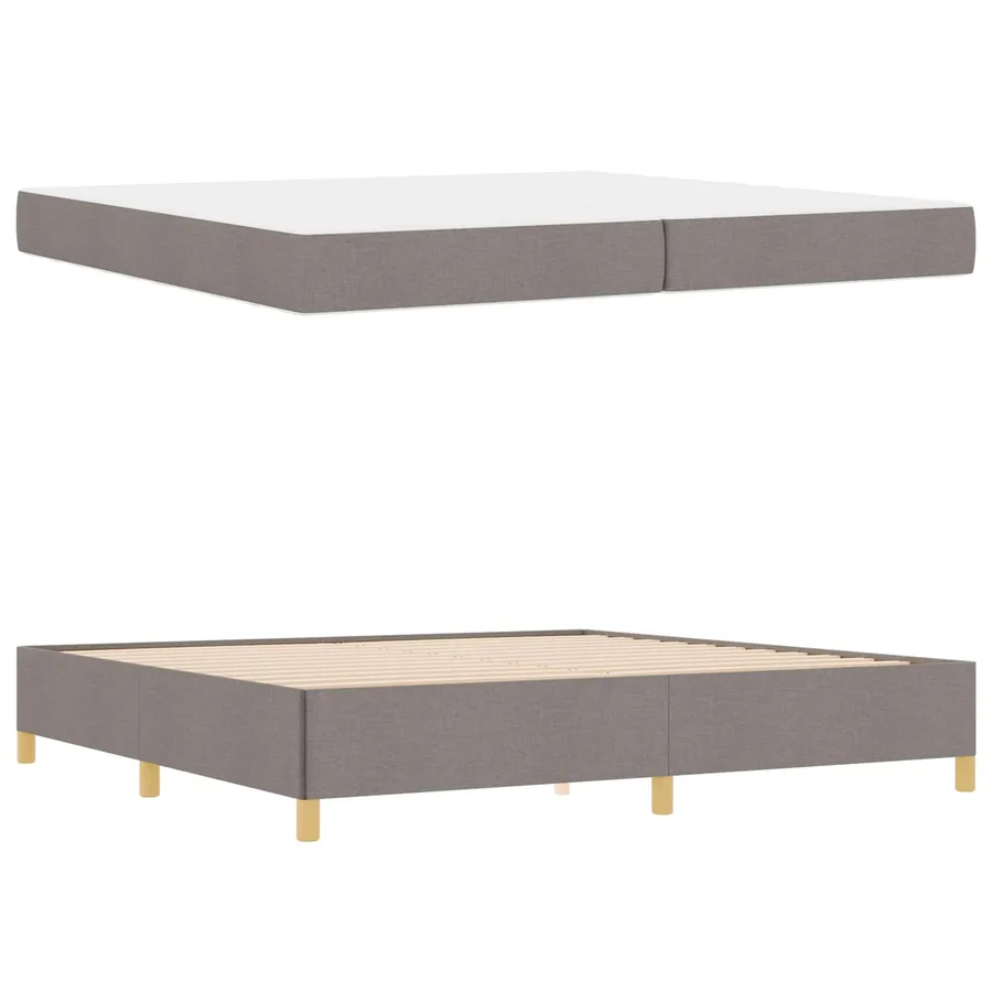 Cadre de lit avec matelas Taupe 200 x 200 cm tissu - 5