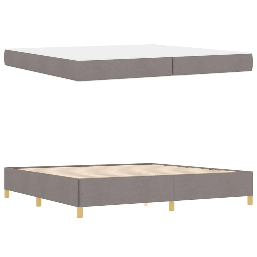 Cadre de lit avec matelas Taupe 200 x 200 cm tissu - 6