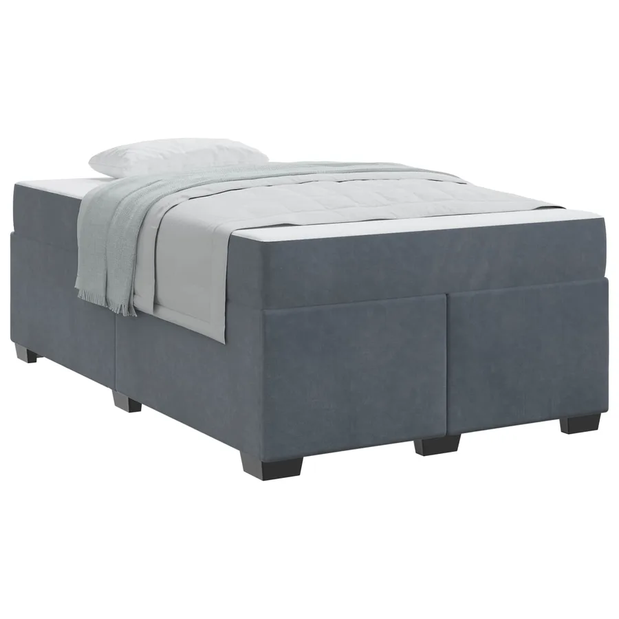 Cadre de lit avec matelas Gris foncé 120 x 190 cm tissu - 2