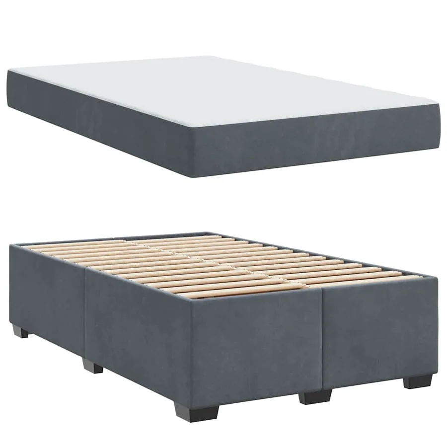 Cadre de lit avec matelas Gris foncé 120 x 190 cm tissu - 4