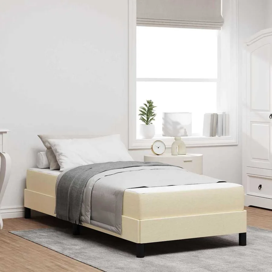 Lit à ressorts avec matelas Crème 80 x 200 cm tissu