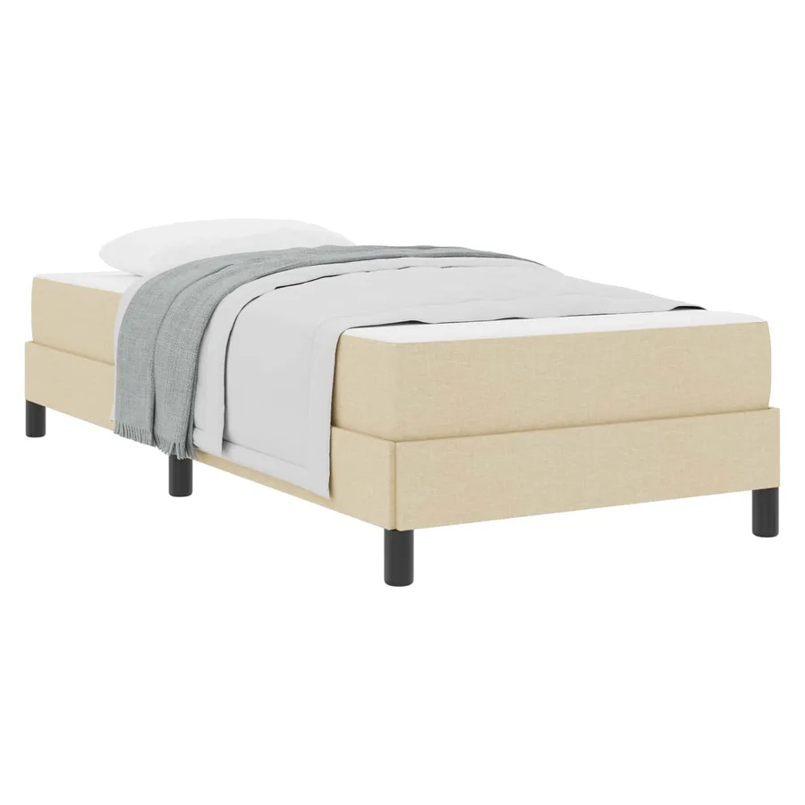 Lit à ressorts avec matelas Crème 80 x 200 cm tissu - 2