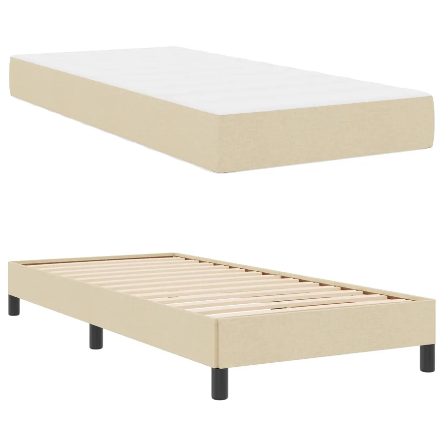 Lit à ressorts avec matelas Crème 80 x 200 cm tissu - 5