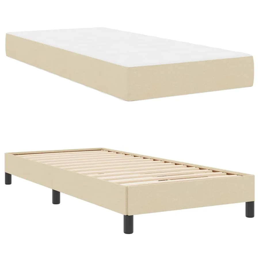 Lit à ressorts avec matelas Crème 80 x 200 cm tissu - 6