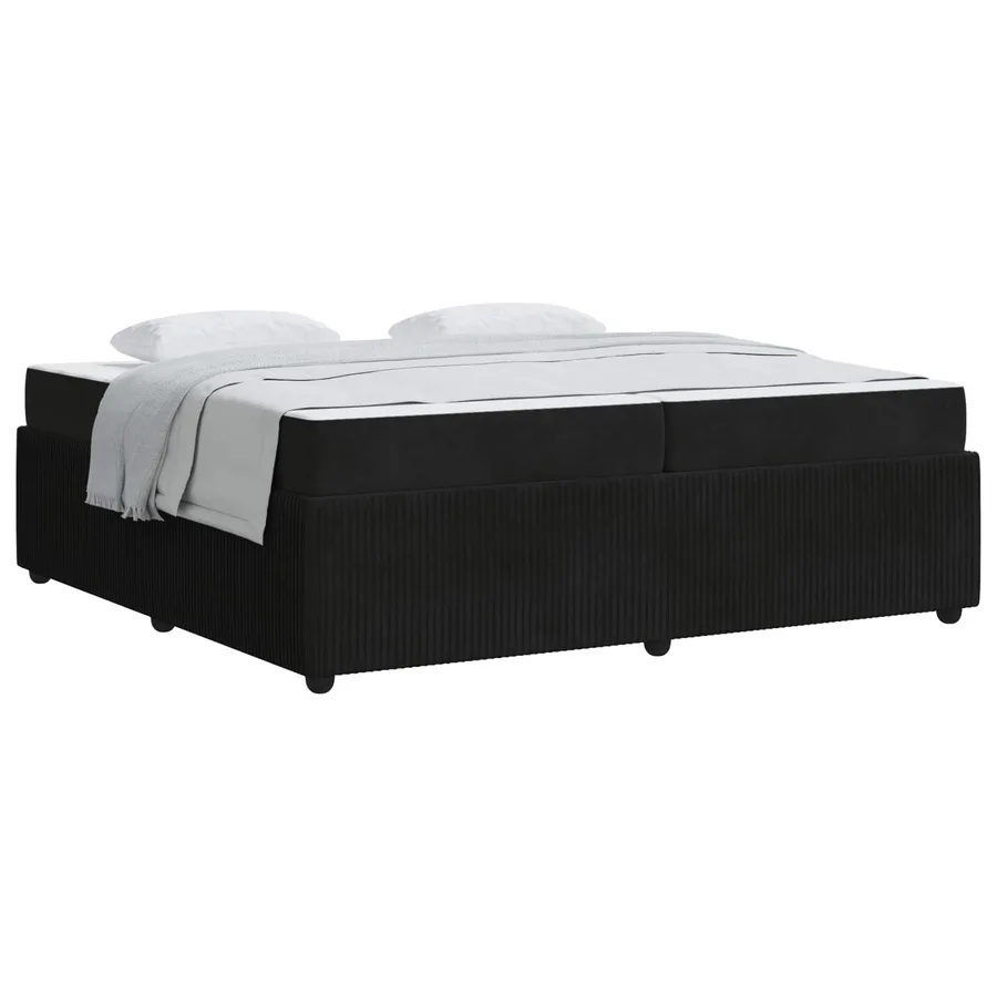 Cadre de lit avec matelas Noir 200 x 200 cm tissu - 2