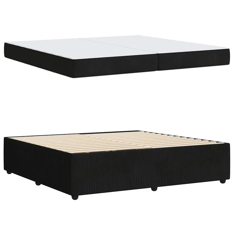 Cadre de lit avec matelas Noir 200 x 200 cm tissu - 4