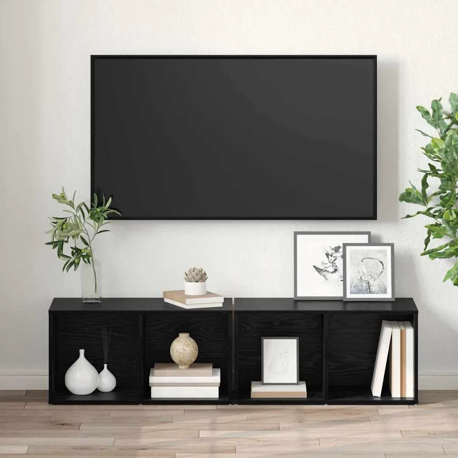 Ensemble meuble TV 2 pcs Chêne noir 37 x 35 x 72 cm - 4