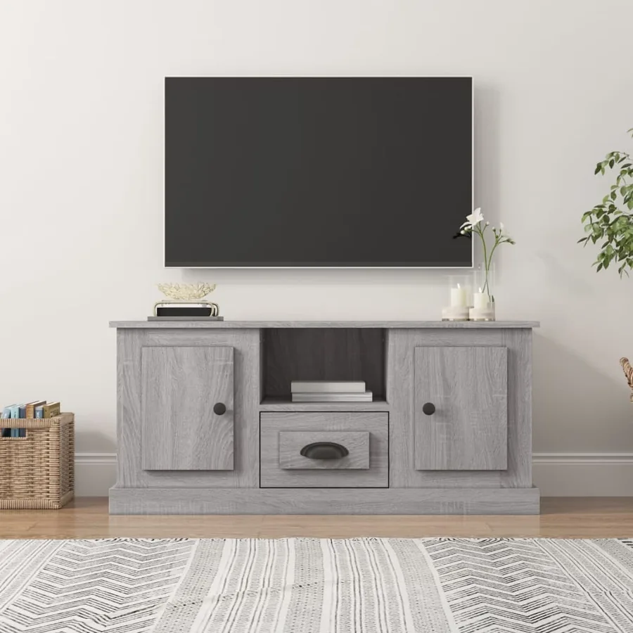 Meuble TV sonoma gris 100x35,5x45 cm bois d'ingénierie