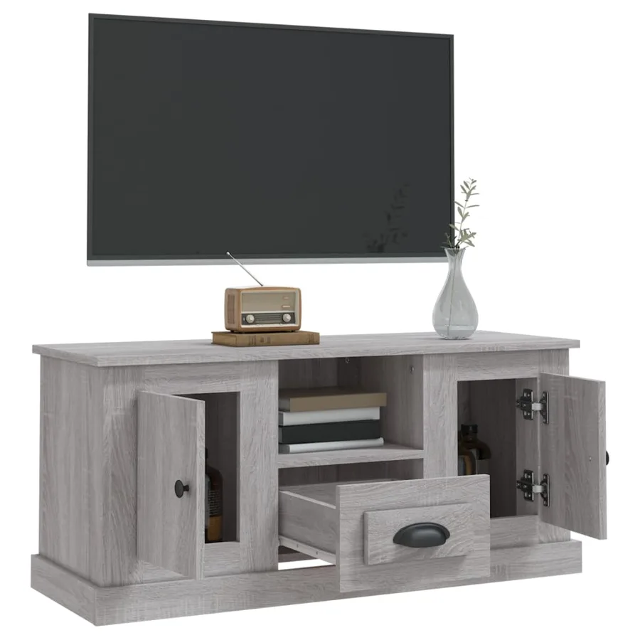 Meuble TV sonoma gris 100x35,5x45 cm bois d'ingénierie - 5