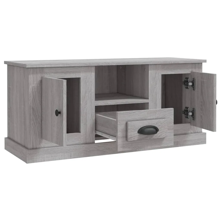 Meuble TV sonoma gris 100x35,5x45 cm bois d'ingénierie - 8