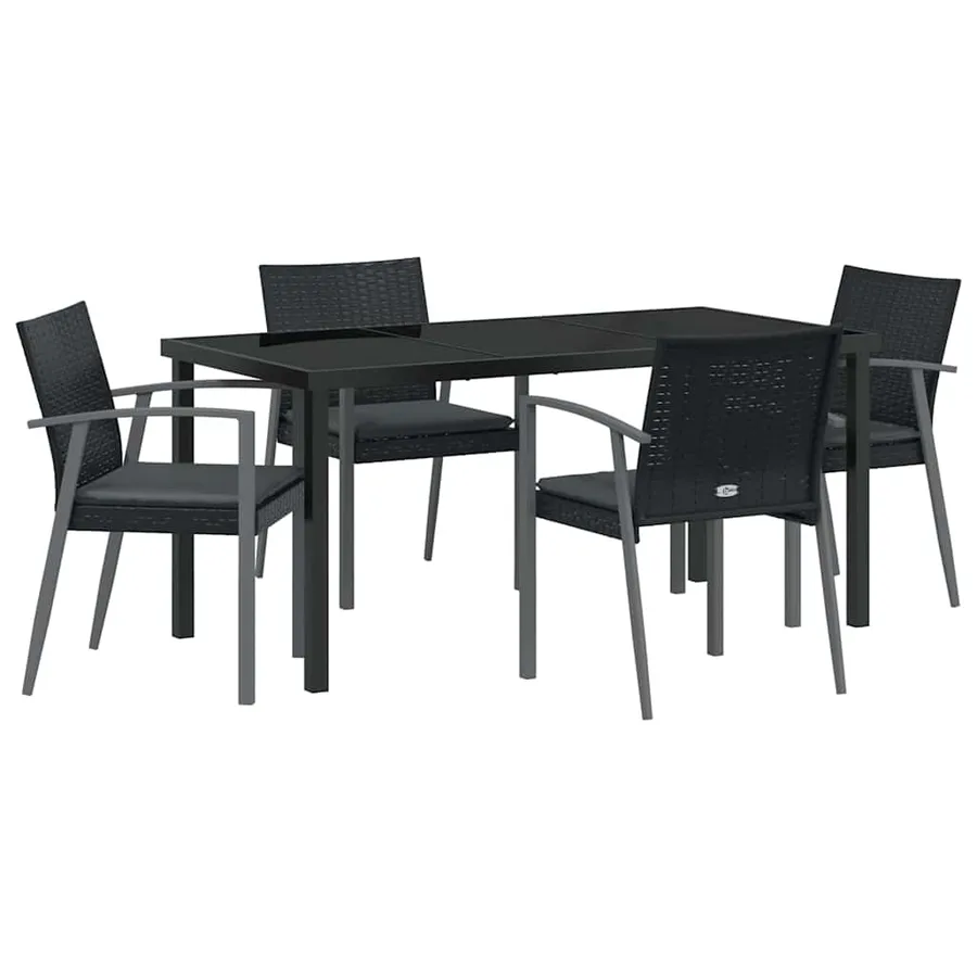 Ensemble de salle à manger pour jardin 5 pcs Noir et gris - 2