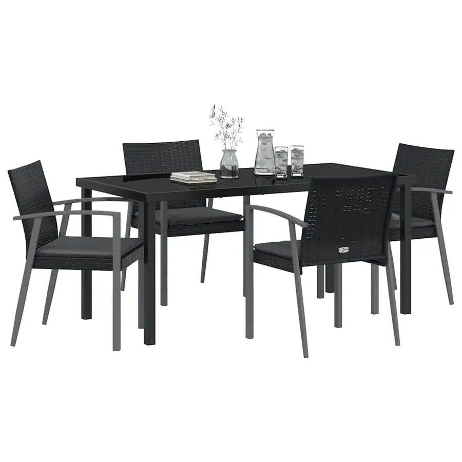 Ensemble de salle à manger pour jardin 5 pcs Noir et gris - 3