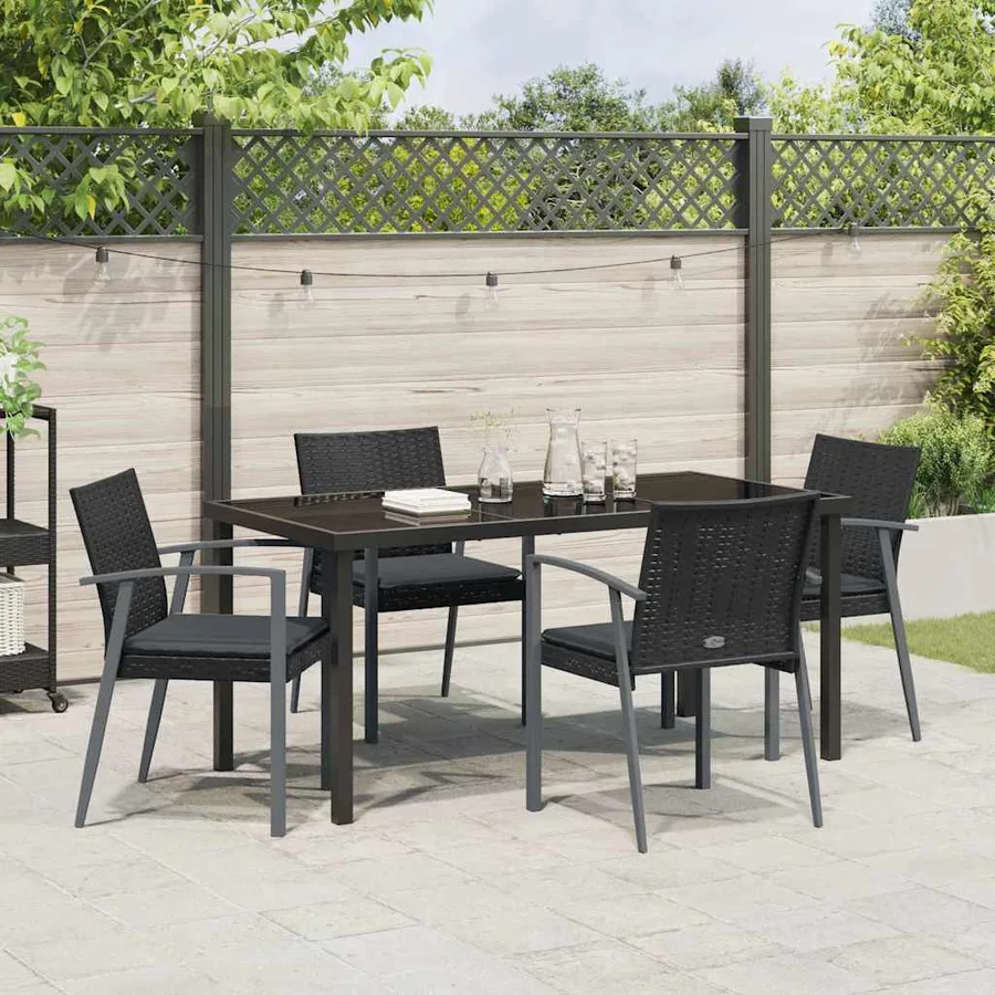 Ensemble de salle à manger pour jardin 5 pcs Noir et gris - 4