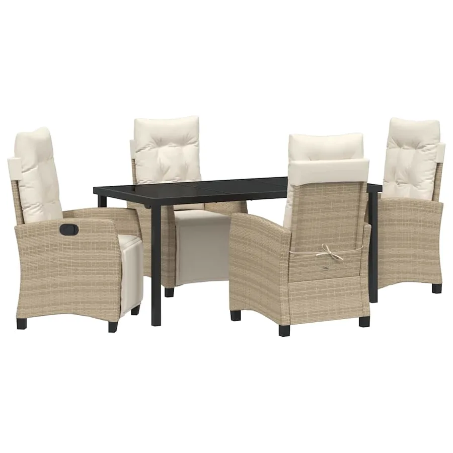 Ensemble de salle à manger pour jardin 5 pcs Beige polyrotin - 2