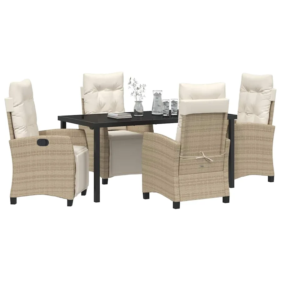 Ensemble de salle à manger pour jardin 5 pcs Beige polyrotin - 3