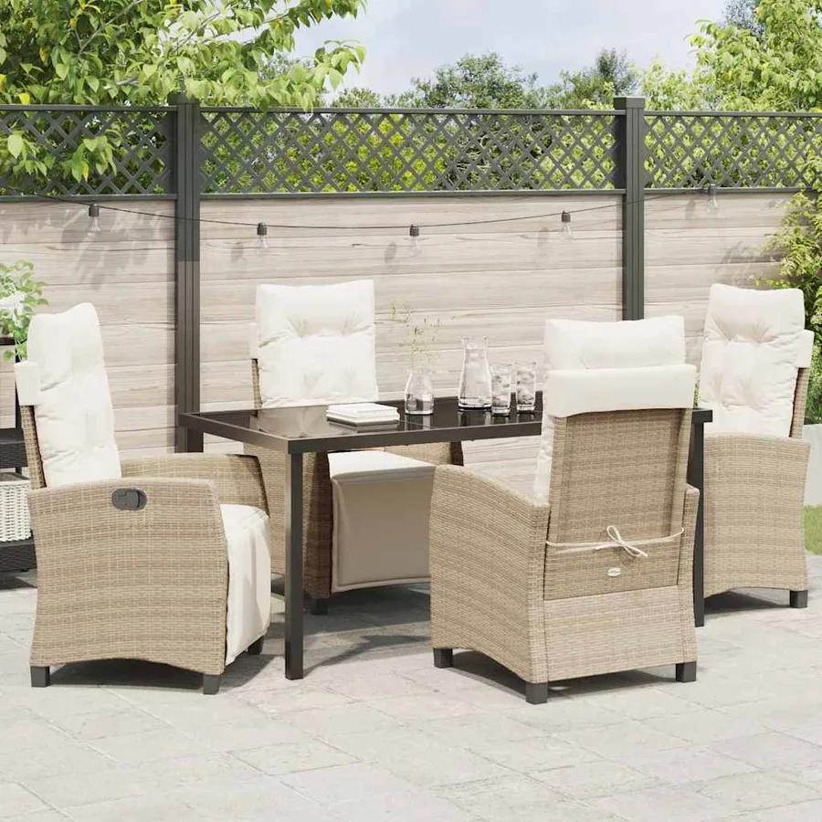 Ensemble de salle à manger pour jardin 5 pcs Beige polyrotin - 4