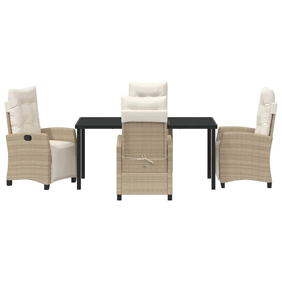 Ensemble de salle à manger pour jardin 5 pcs Beige polyrotin - 7
