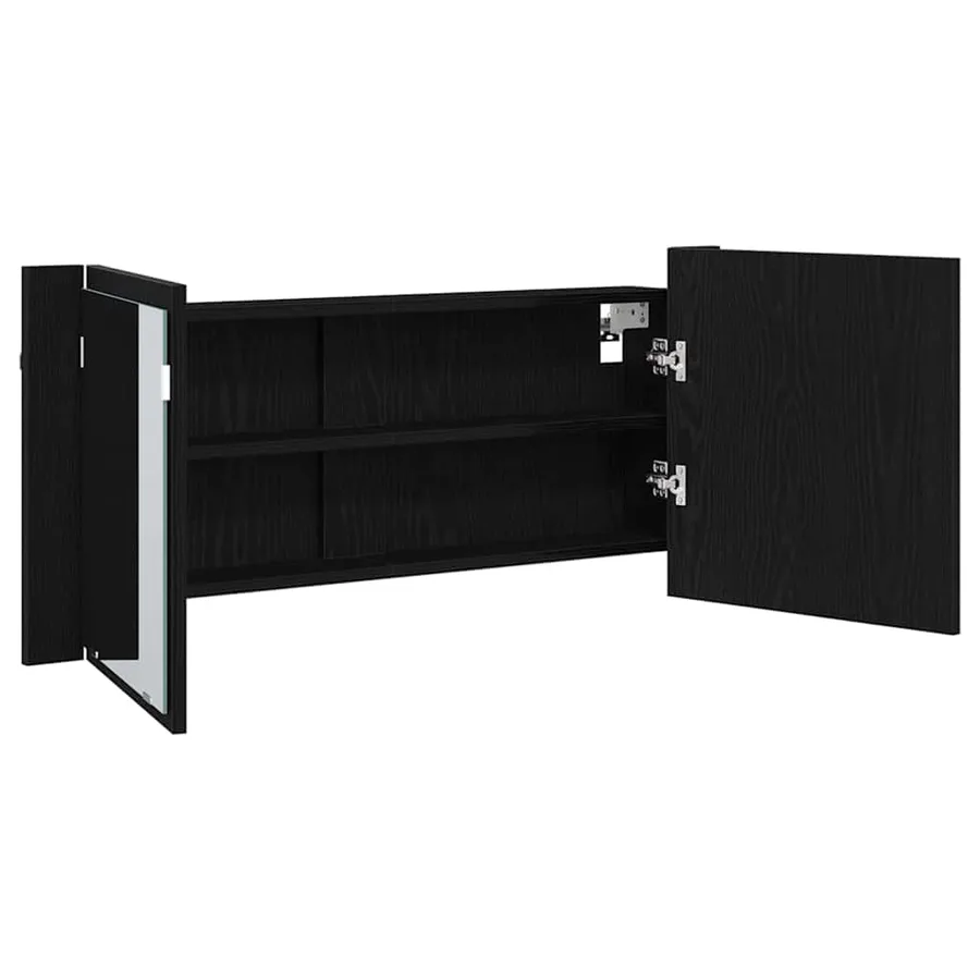 Cabinet Miroir LED avec étagère Chêne noir 100 x 12 x 45 cm - 6