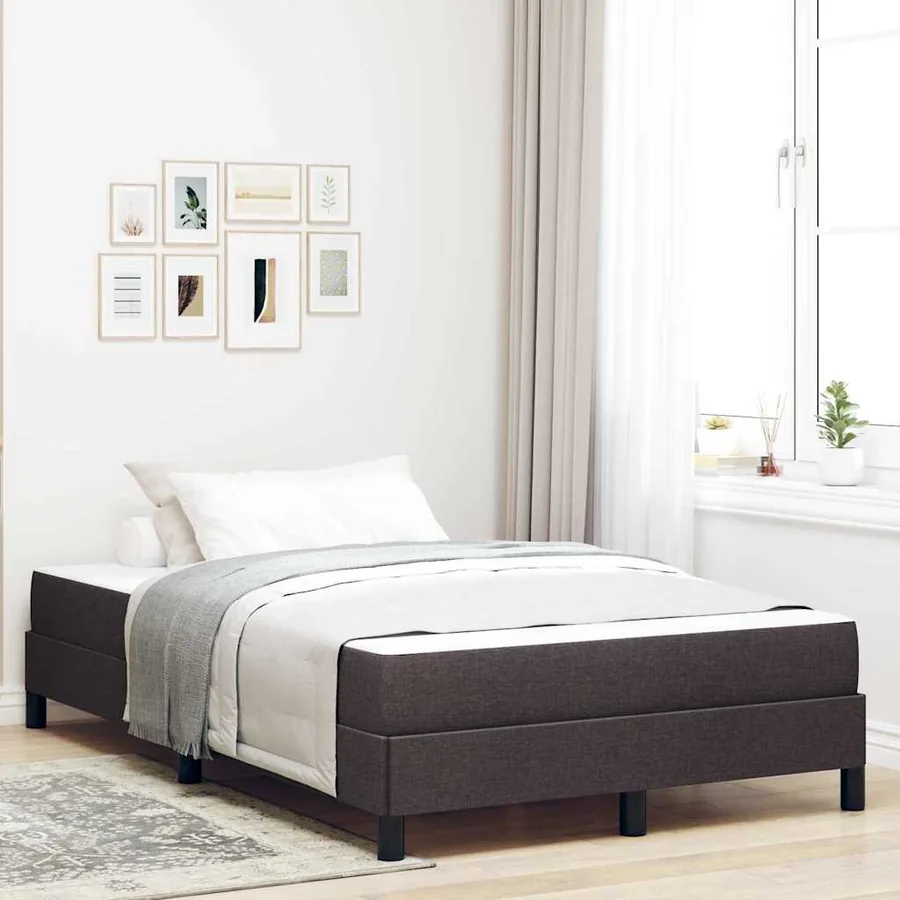 Lit à ressorts avec matelas Marron foncé 120 x 190 cm tissu