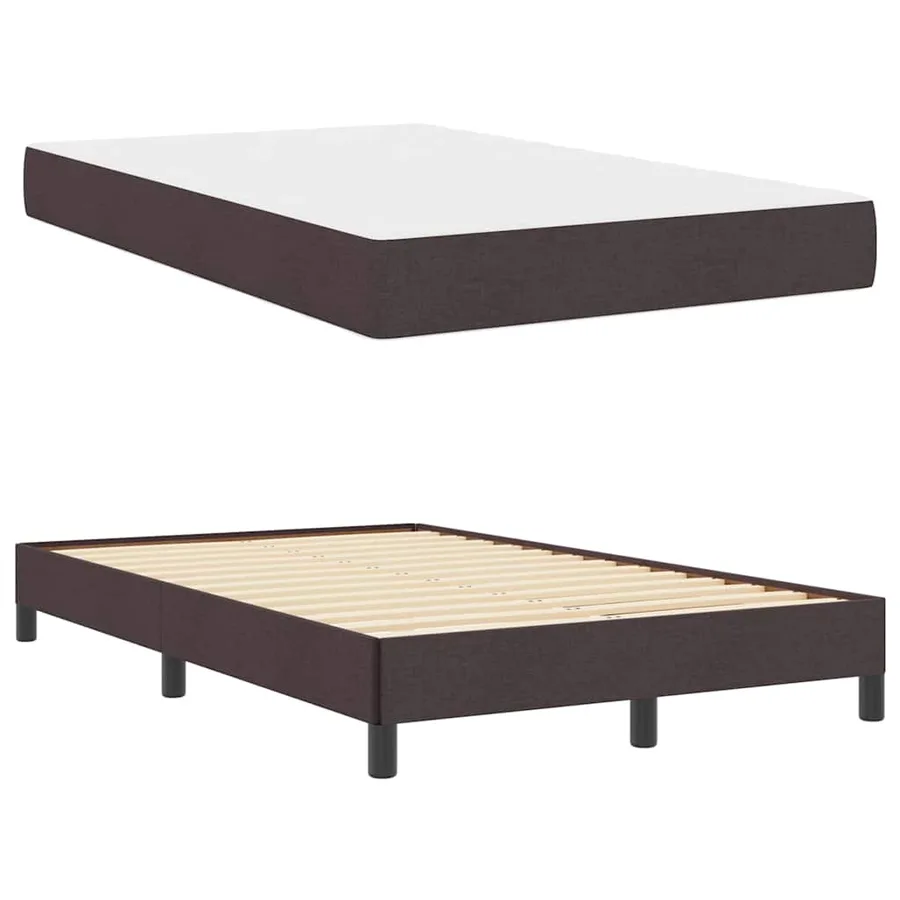 Lit à ressorts avec matelas Marron foncé 120 x 190 cm tissu - 4