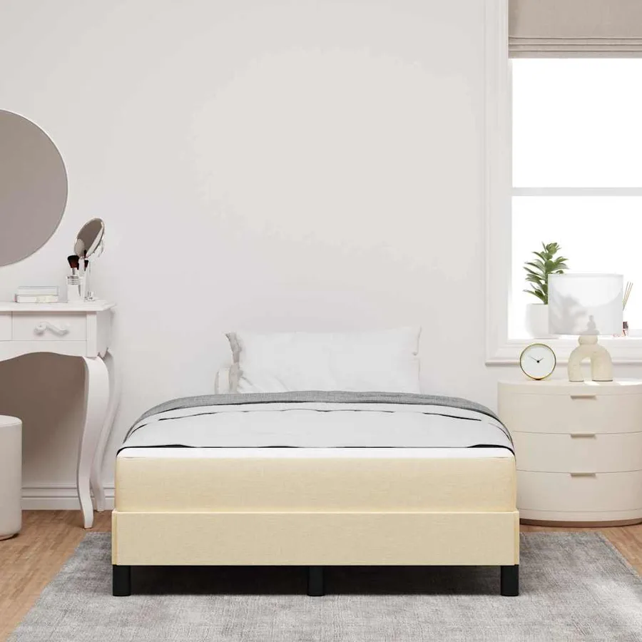 Lit à ressorts avec matelas Crème 120 x 190 cm tissu - 3