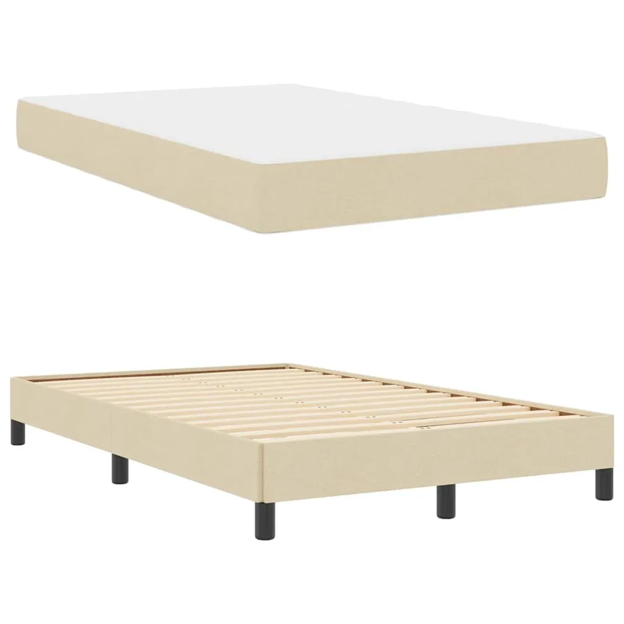 Lit à ressorts avec matelas Crème 120 x 190 cm tissu - 4