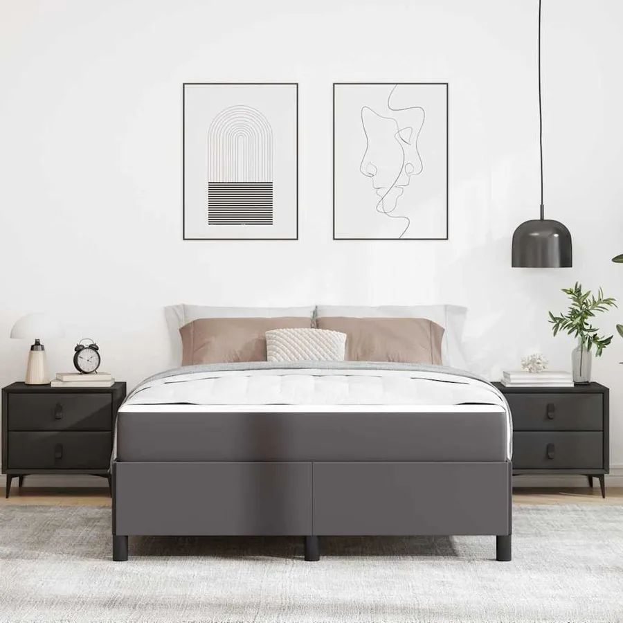 Cadre de lit avec matelas Gris 160 x 200 cm tissu - 3