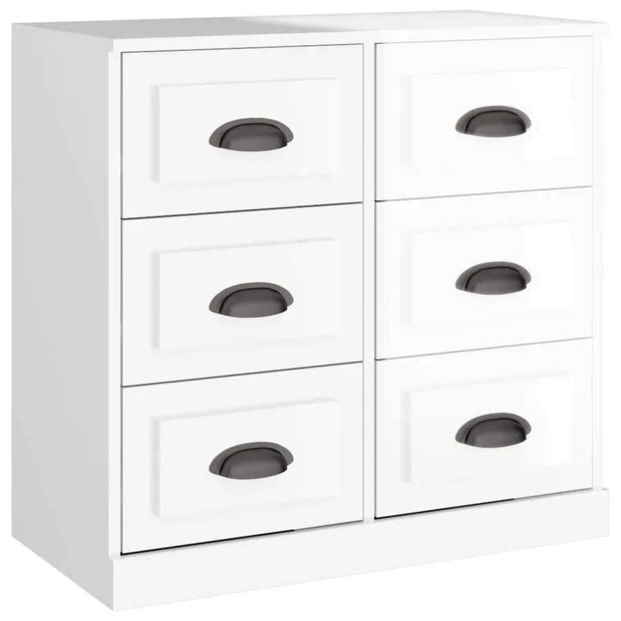 Buffet blanc brillant 70x35,5x67,5 cm bois d'ingénierie - 2