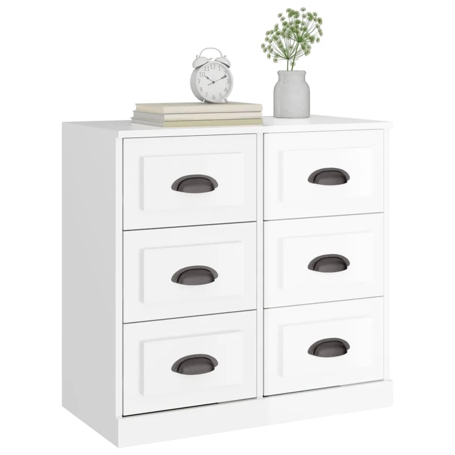 Buffet blanc brillant 70x35,5x67,5 cm bois d'ingénierie - 4