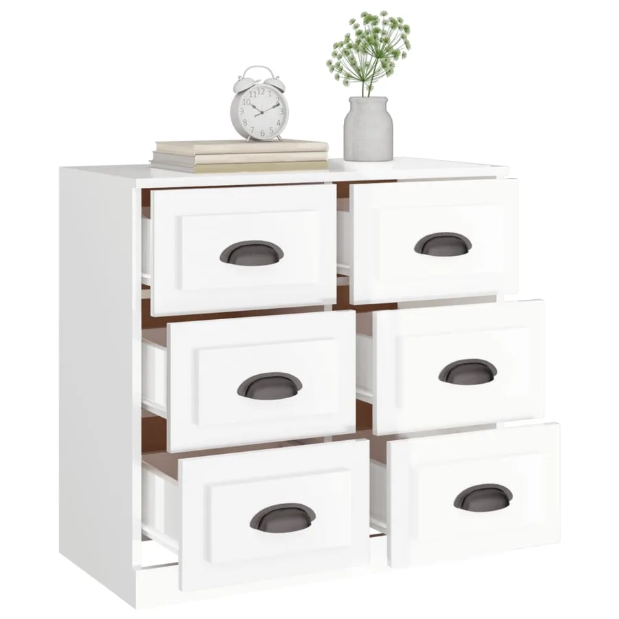 Buffet blanc brillant 70x35,5x67,5 cm bois d'ingénierie - 5