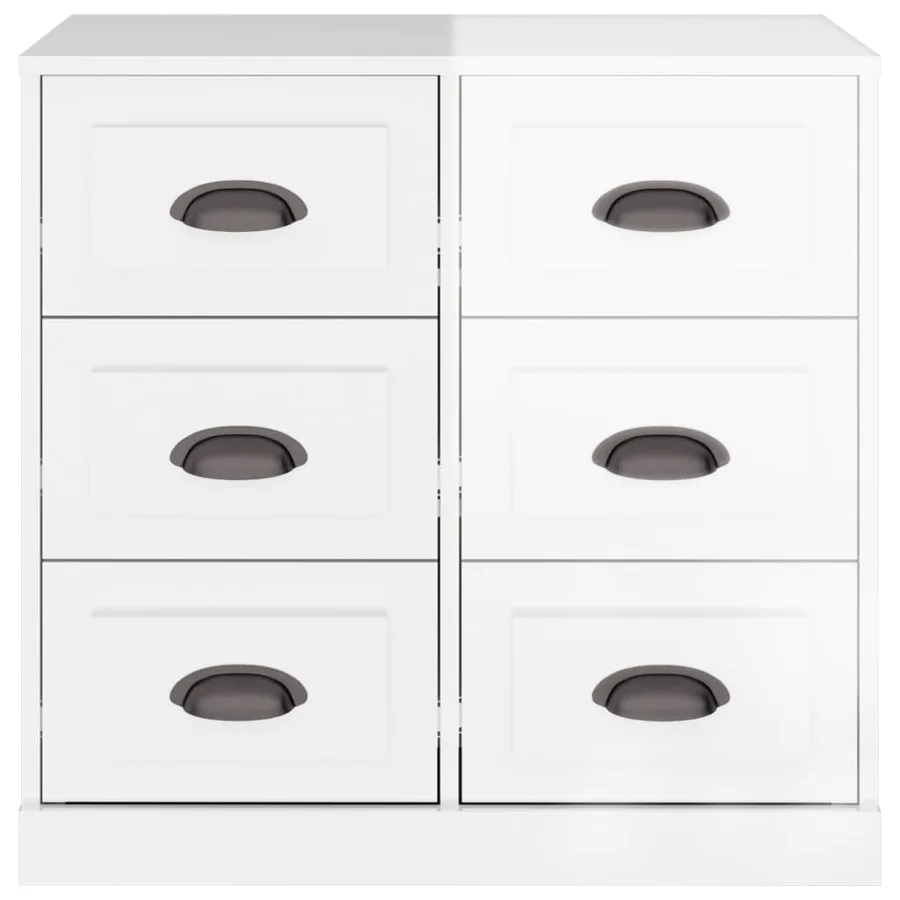 Buffet blanc brillant 70x35,5x67,5 cm bois d'ingénierie - 6