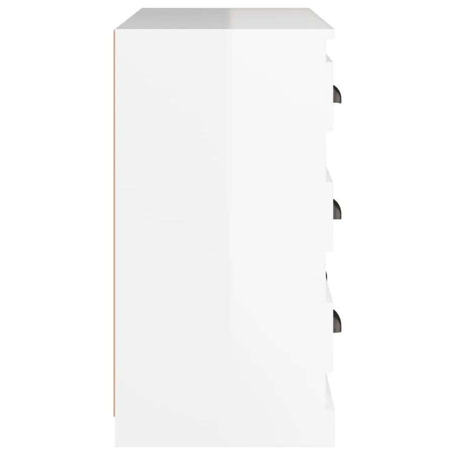 Buffet blanc brillant 70x35,5x67,5 cm bois d'ingénierie - 7