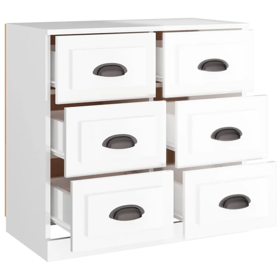 Buffet blanc brillant 70x35,5x67,5 cm bois d'ingénierie - 8