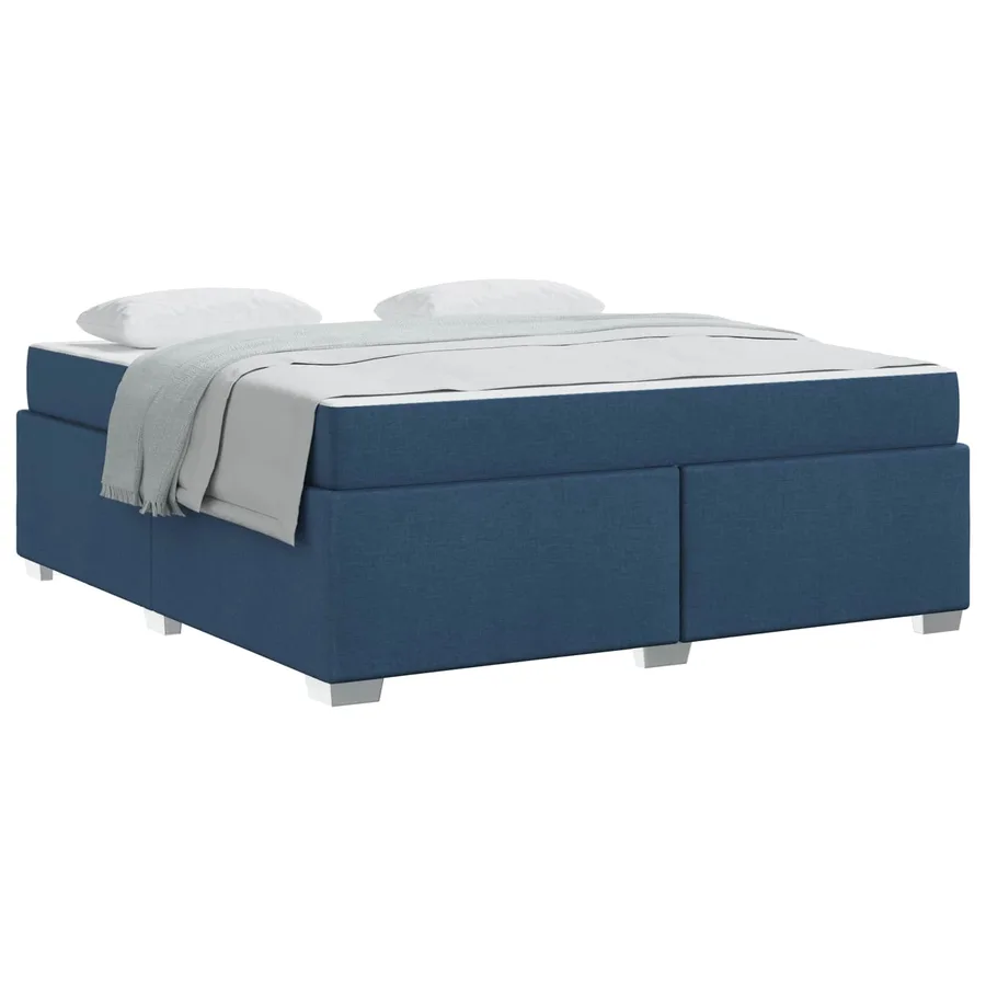 Cadre de lit avec matelas Bleu 180 x 200 cm tissu - 3