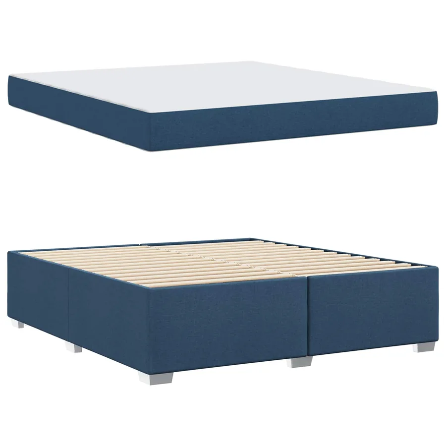 Cadre de lit avec matelas Bleu 180 x 200 cm tissu - 5