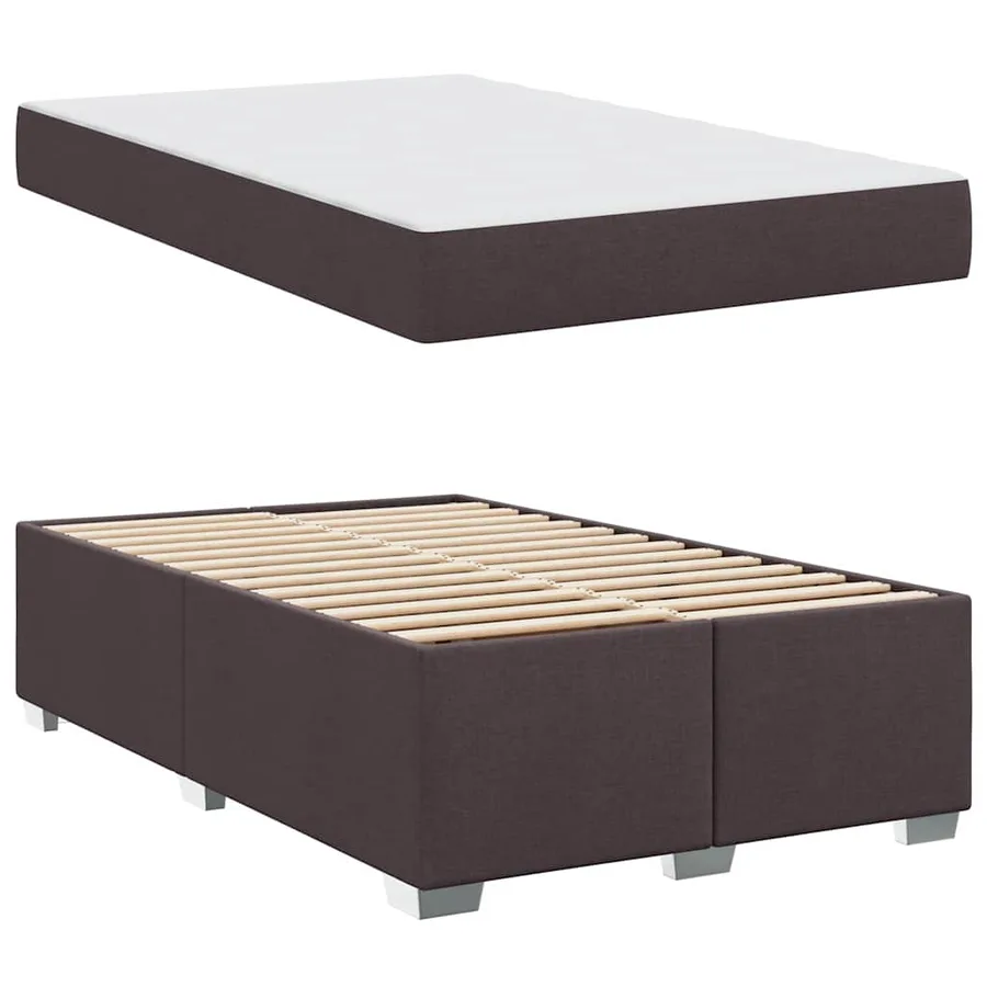 Cadre de lit avec matelas Marron foncé 120 x 190 cm tissu - 4