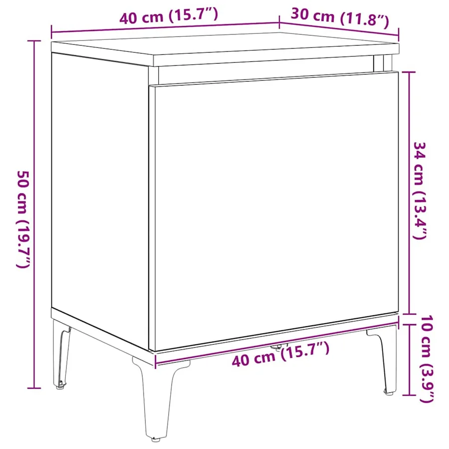Cabinet de chevet Chêne artisanal 40 x 30 x 50 cm - 14
