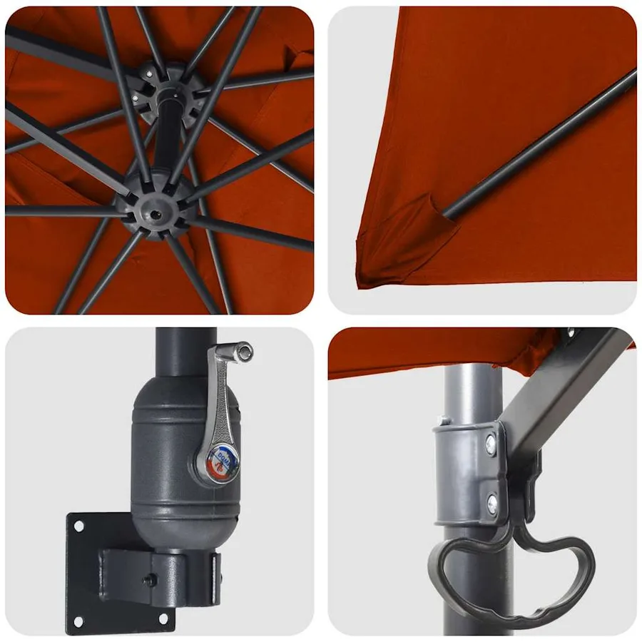 Parasol de jardin Terre cuite 248,5 x 247,5 x 160 cm - 7