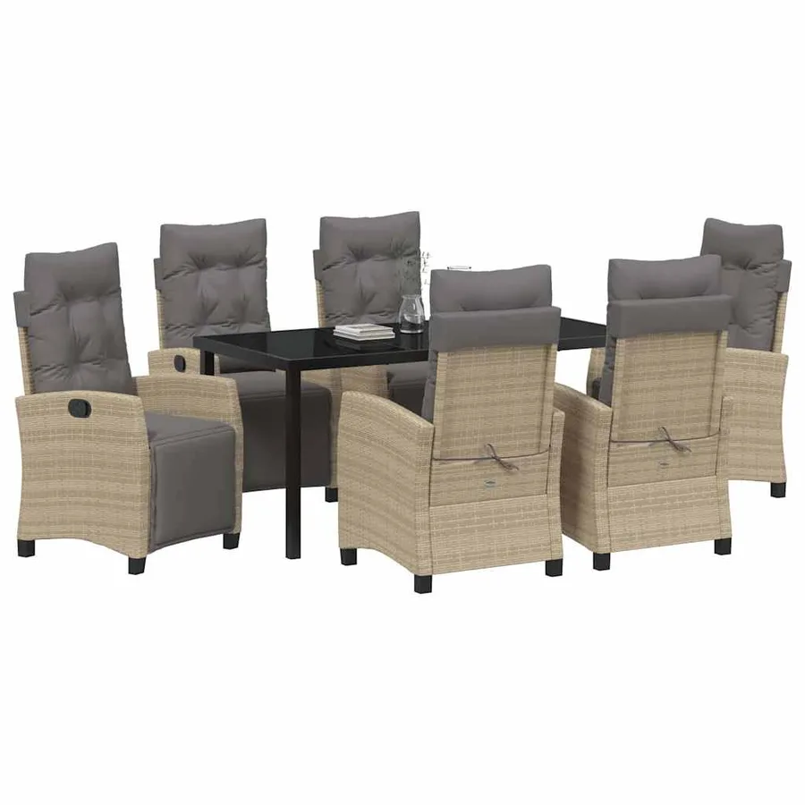 Ensemble de salle à manger pour jardin 7 pcs Beige polyrotin - 3