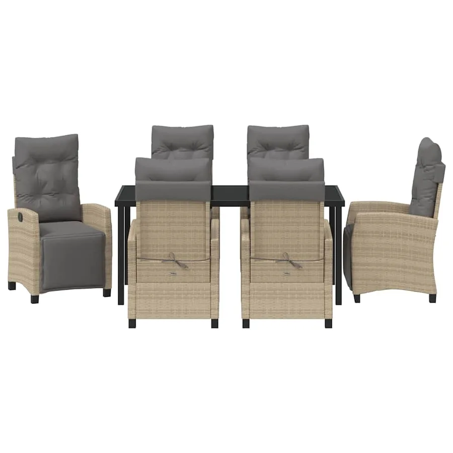 Ensemble de salle à manger pour jardin 7 pcs Beige polyrotin - 7