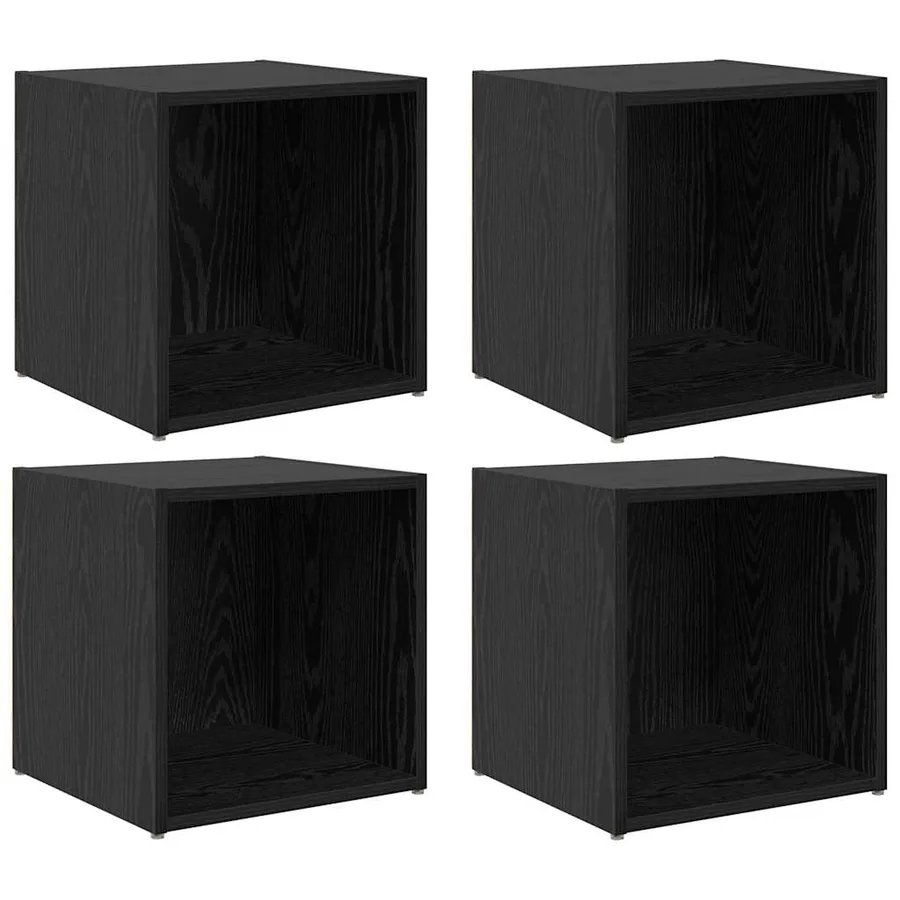 Ensemble meuble TV Montage mural 4 pcs Noir 37 x 35 x 37,5 cm - 2