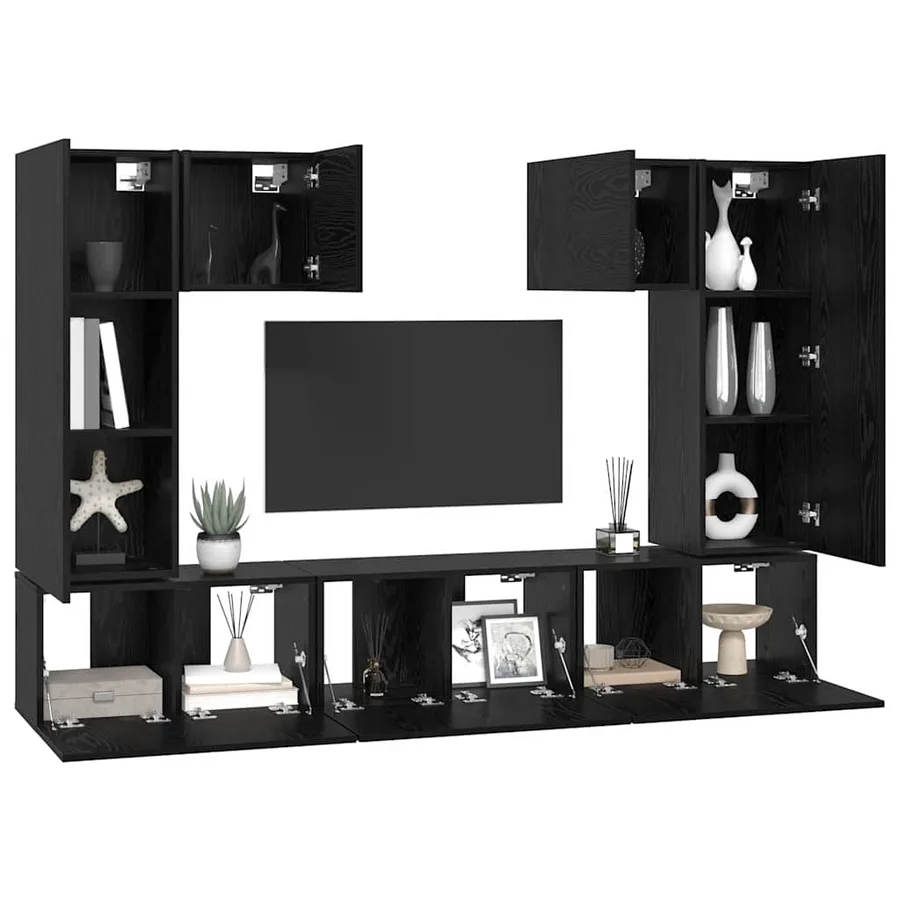 Ensemble meuble TV 7 pcs Chêne noir Bois d'ingénierie - 3