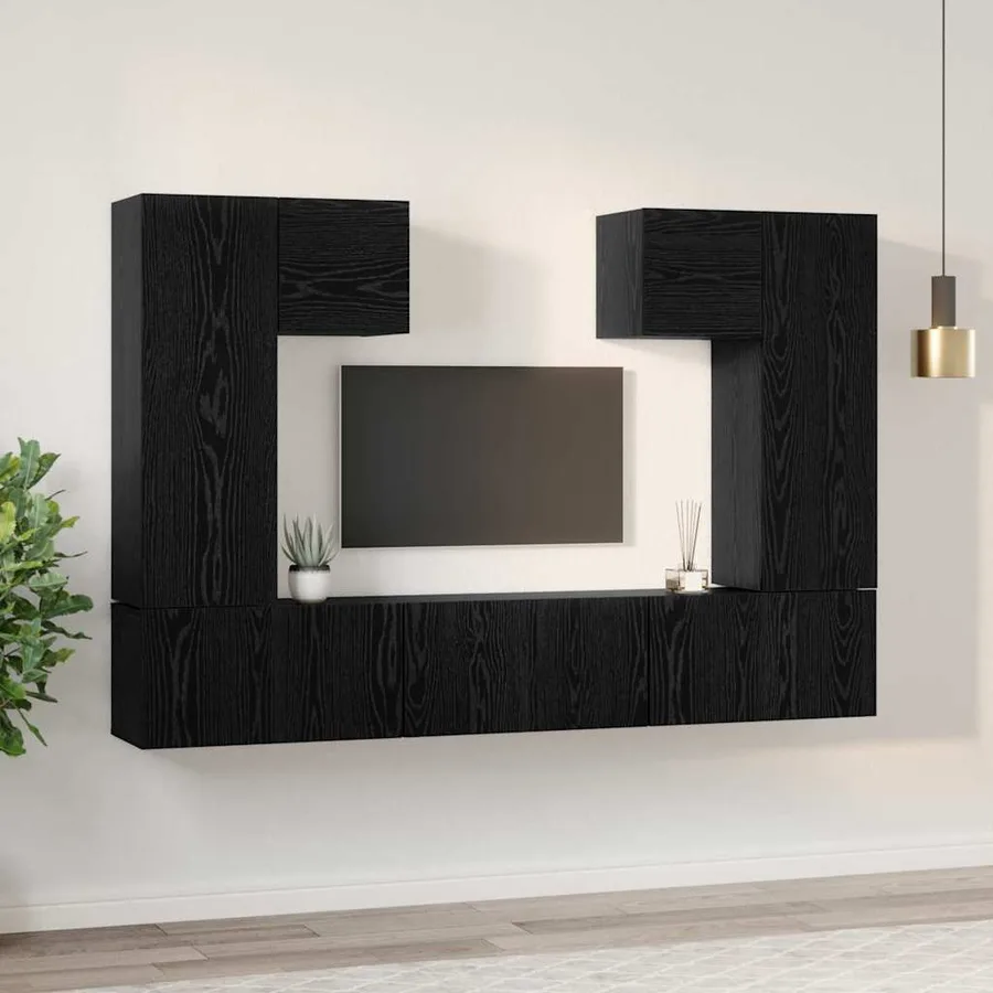 Ensemble meuble TV 7 pcs Chêne noir Bois d'ingénierie - 4