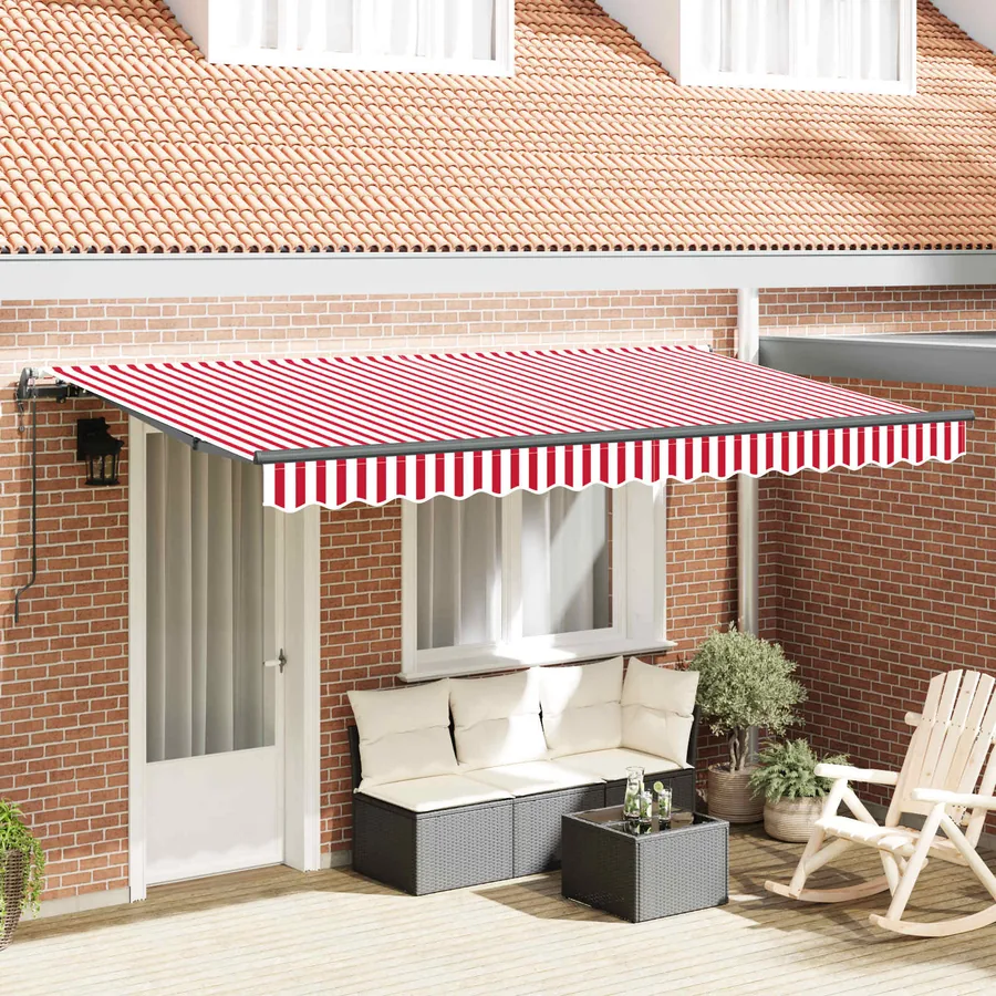 Auvent Rétractable Rouge 400 x 200 cm tissu