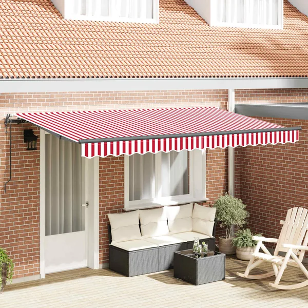 Auvent Rétractable Rouge 400 x 200 cm tissu