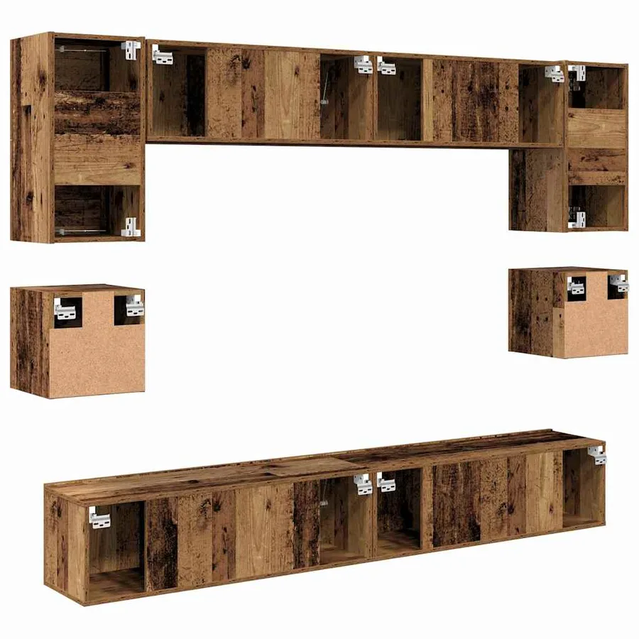Ensemble meuble TV 8 pcs Bois Ancien Bois d'ingénierie - 11